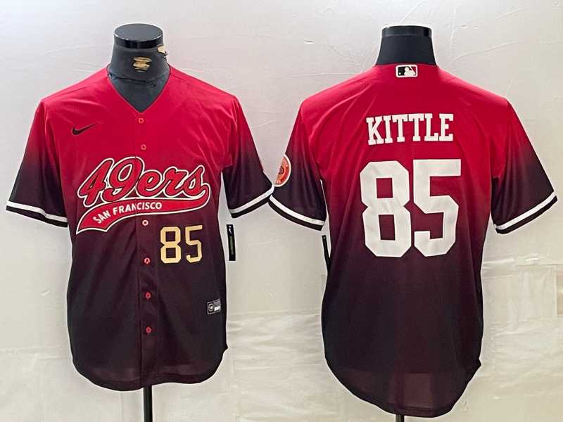 Men%27s San Francisco 49ers #85 George Kittle Red Black With Patch Cool Base Stitched Baseball Jerseys->san francisco 49ers->NFL Jersey